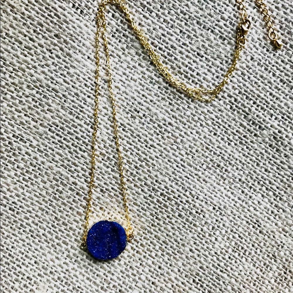 Gorgeous Boho 14K Gold Druzy Crystal Necklace